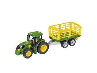 JOUETS - JOUETS - JEU DE CONSTRUCTION TRACTEUR JOHN DEERE 6215R AVEC REMORQUE