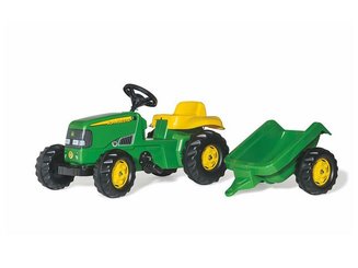 JOUETS - JOUETS - TRACTEUR A PEDALE + REMORQUE ROLLYKID JOHN DEERE