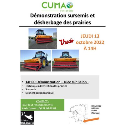 Démonstration sursemis et désherbage des prairies (jeudi 13 octobre)