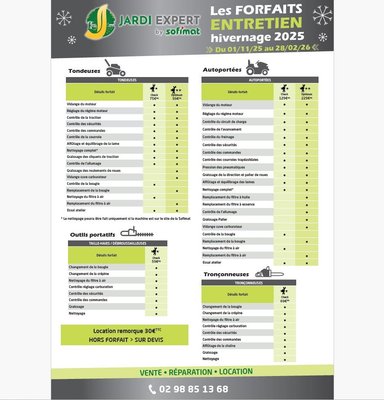 Forfaits entretien hivernage 2025