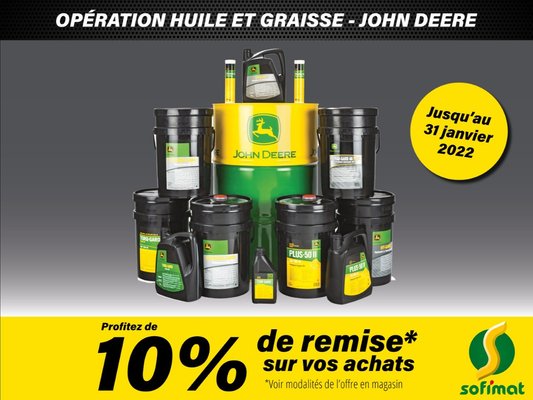 Opération commerciale huile et lubrifiants John Deere