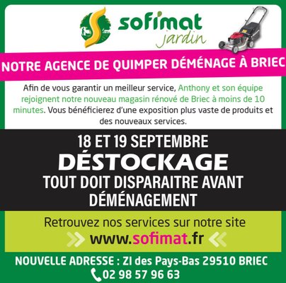 Déménagement de l'agence Sofimat Quimper à Briec