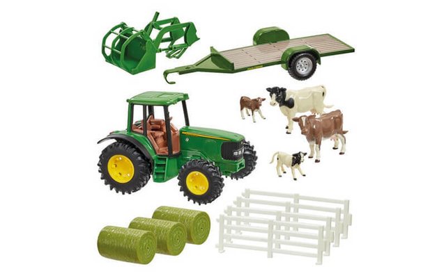 Accessoire - COFFRET TRACTEUR AVEC REMORQUE ET VACHE JOHN DEERE MCE43257X000 