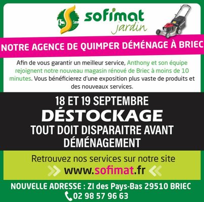 Déménagement de l'agence Sofimat Quimper à Briec