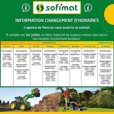 Evolution de nos horaires d'ouverture