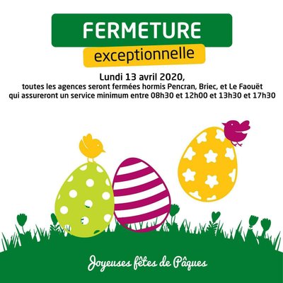 Fermeture des agences Sofimat durant le week-end de Pâques (service minimum assuré lundi 13 avril 2020)